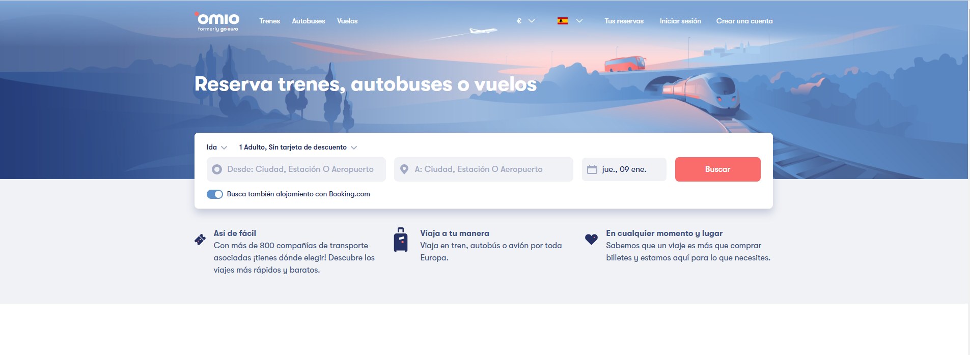 Omio comparador de trenes y autobuses baratos